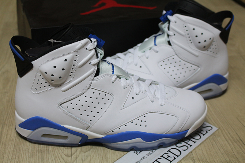 NIKE AIR JORDAN 6 VI RETRO WHITE SPORT BLUE 384664-107 MENS US 10 SIZE ...