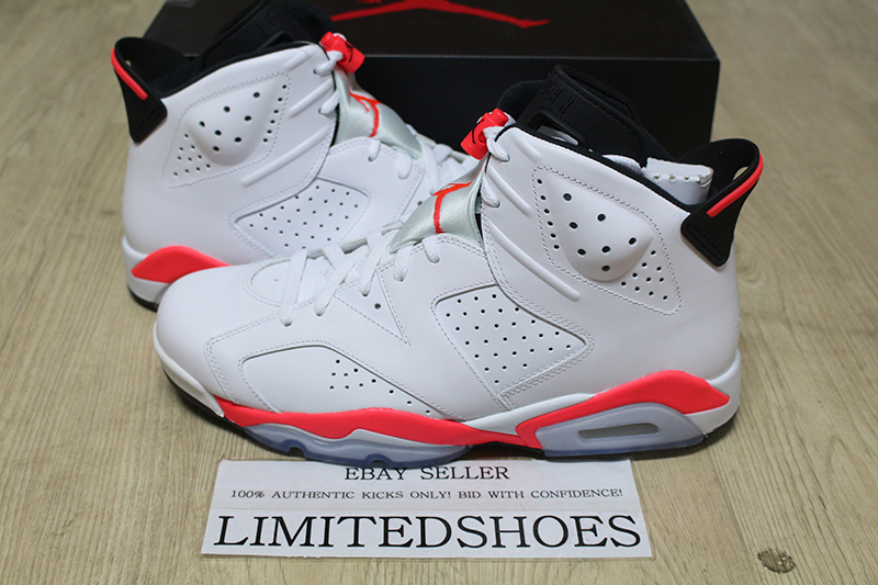 2014 NIKE AIR JORDAN VI 6 RETRO WHITE INFRARED BLACK