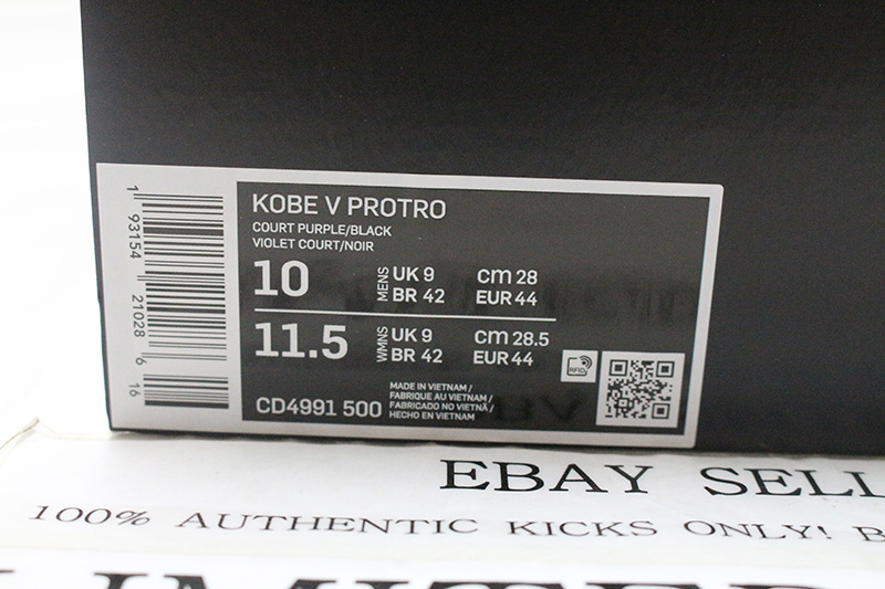 NIKE KOBE 5 V PROTRO 5x CHAMP LAKERS COURT PURPLE BLACK GOLD CD4991-500 ...